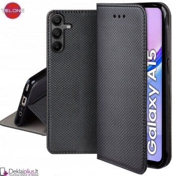 Telone atverčiamas dėklas - juodas (Samsung A15/A15 5G)